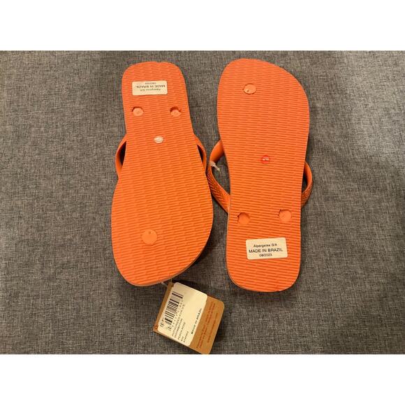 Havaianas + Farm Rio Collab Seashell Tapestry Flip Flops in Peach Rose Sz 9/10 - Picture 6 of 6